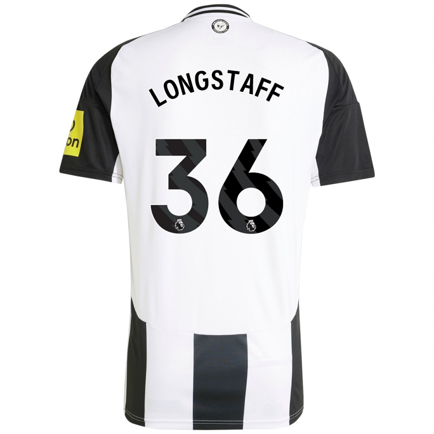 Férfi Sean Longstaff #36 Fehér Fekete Hazai Jersey 2024/25 Mez Póló Ing