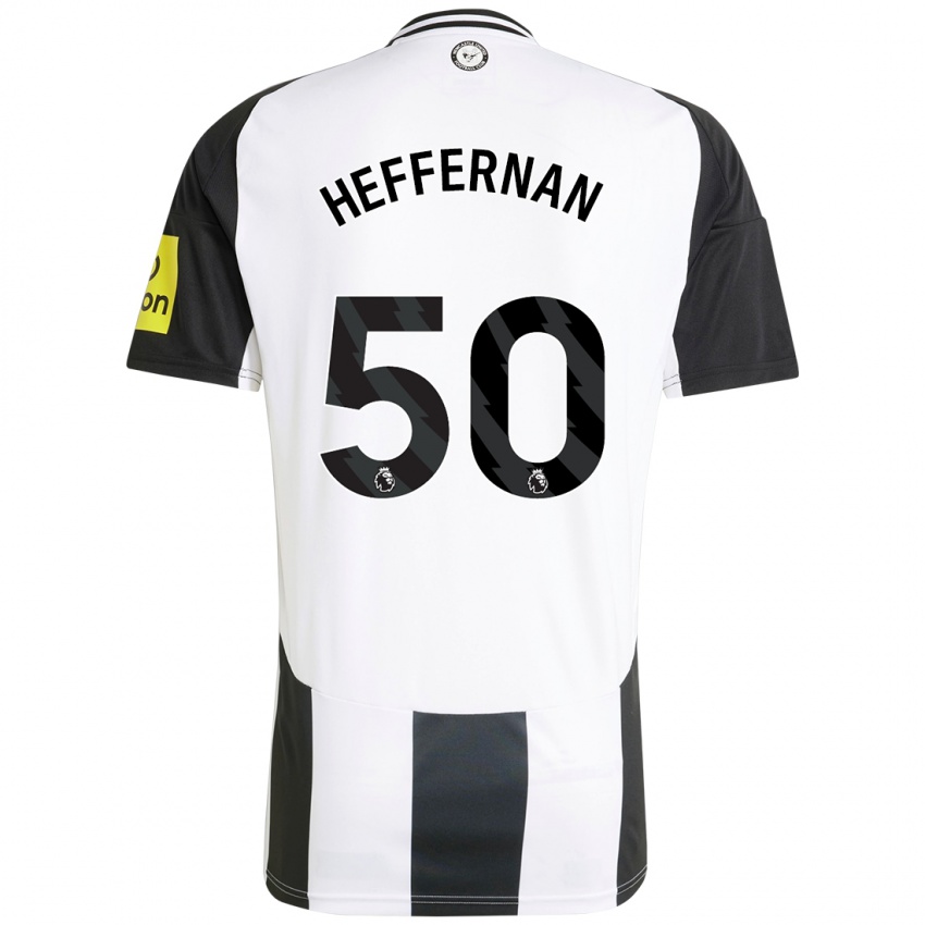 Férfi Cathal Heffernan #50 Fehér Fekete Hazai Jersey 2024/25 Mez Póló Ing