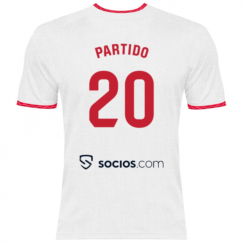 Férfi Paula Partido #20 Fehér Piros Hazai Jersey 2024/25 Mez Póló Ing