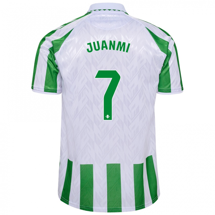 Férfi Juanmi #7 Zöld Fehér Csíkok Hazai Jersey 2024/25 Mez Póló Ing