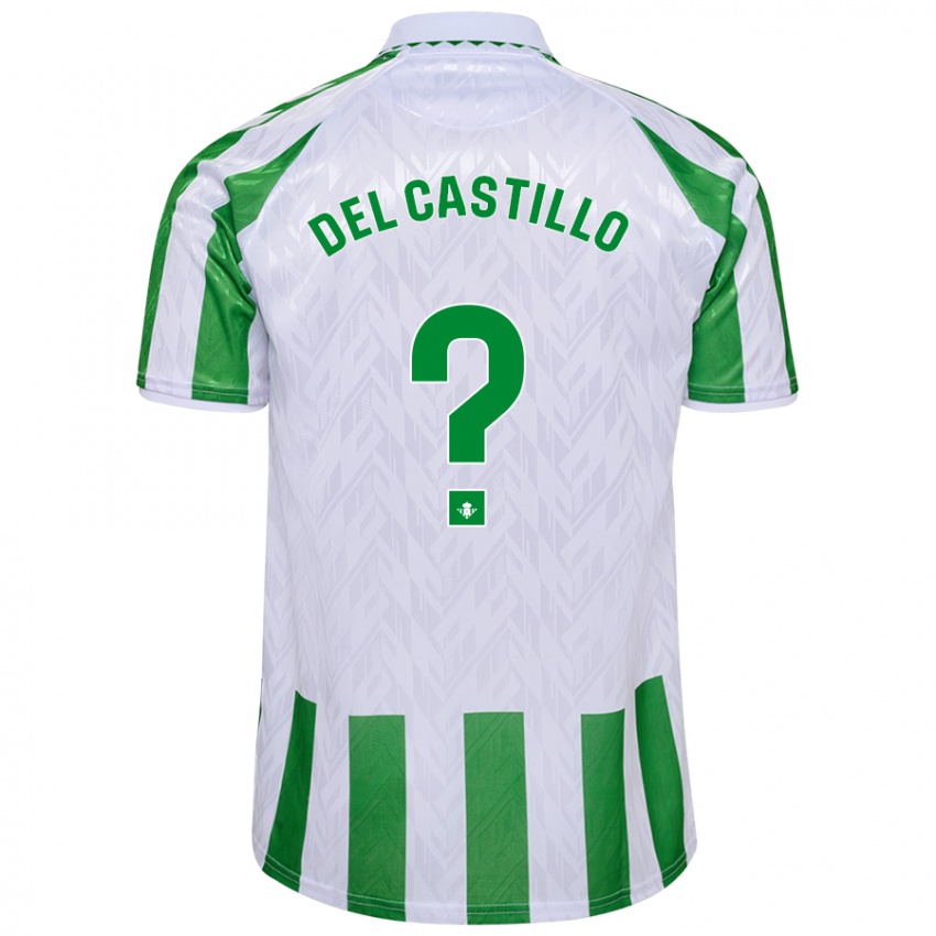 Férfi Gonzalo Del Castillo #0 Zöld Fehér Csíkok Hazai Jersey 2024/25 Mez Póló Ing