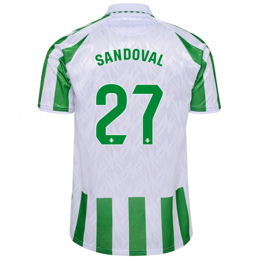 Férfi Keimer Sandoval #27 Zöld Fehér Csíkok Hazai Jersey 2024/25 Mez Póló Ing