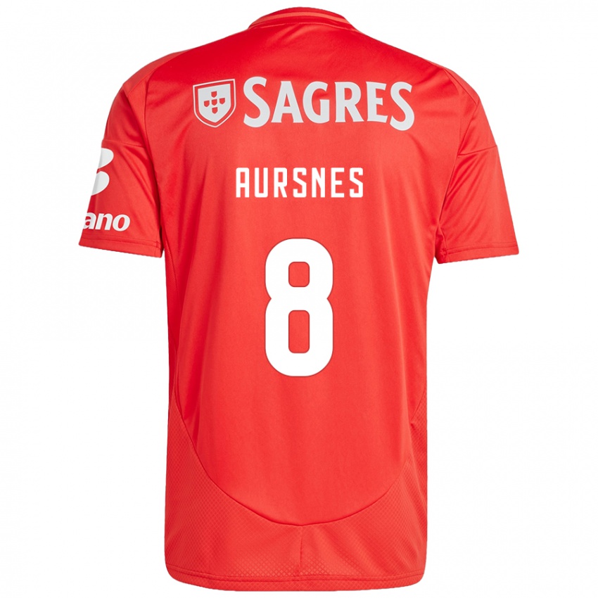 Férfi Fredrik Aursnes #8 Piros Fehér Hazai Jersey 2024/25 Mez Póló Ing