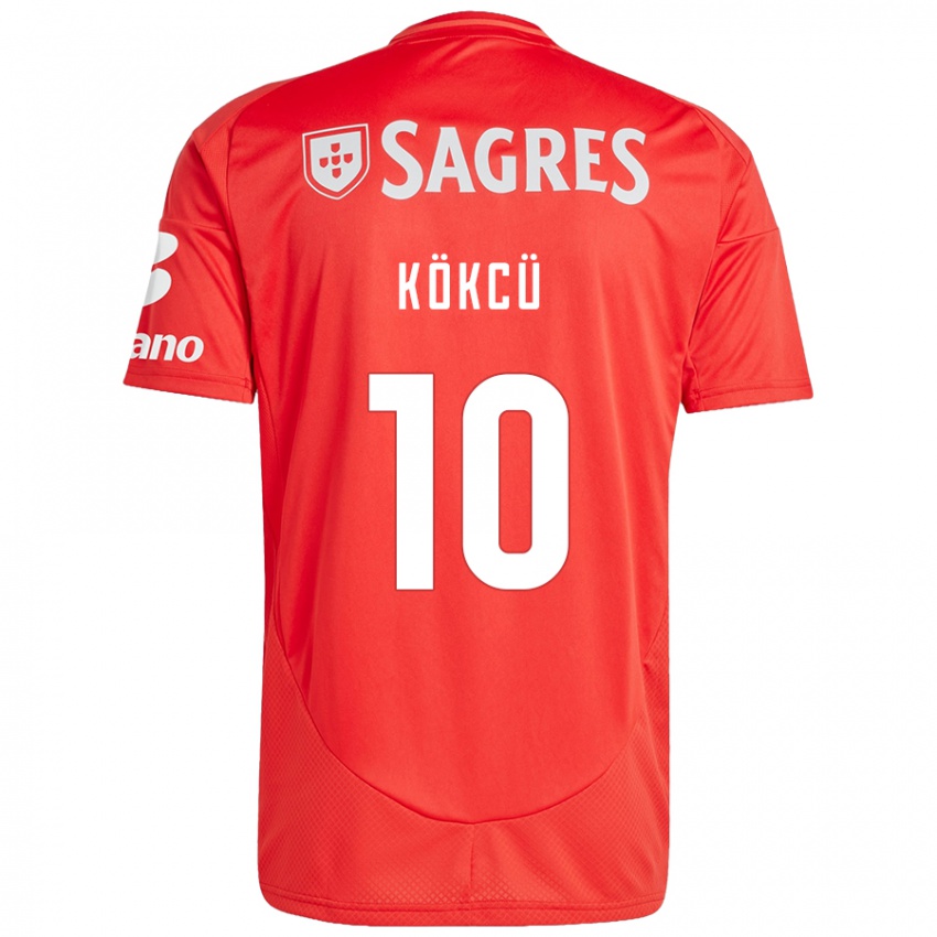 Férfi Orkun Kokcu #10 Piros Fehér Hazai Jersey 2024/25 Mez Póló Ing