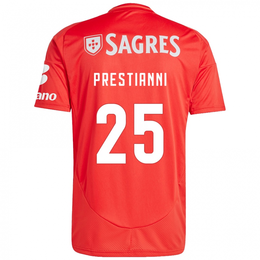 Férfi Gianluca Prestianni #25 Piros Fehér Hazai Jersey 2024/25 Mez Póló Ing