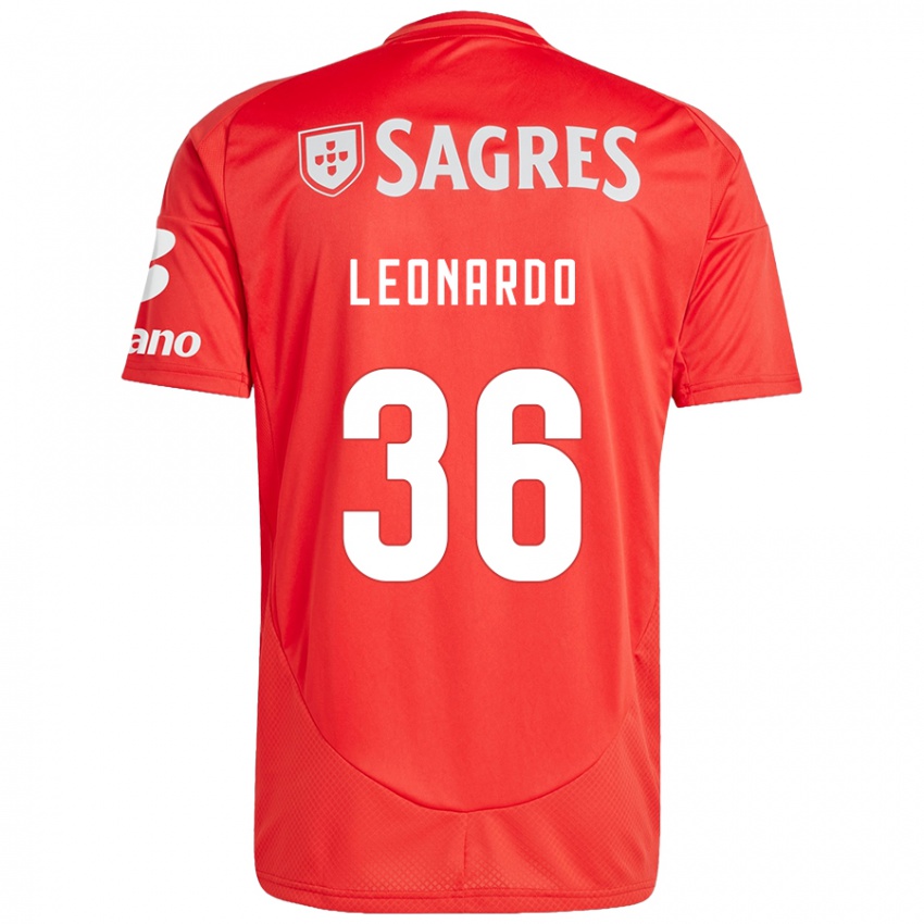 Férfi Marcos Leonardo #36 Piros Fehér Hazai Jersey 2024/25 Mez Póló Ing