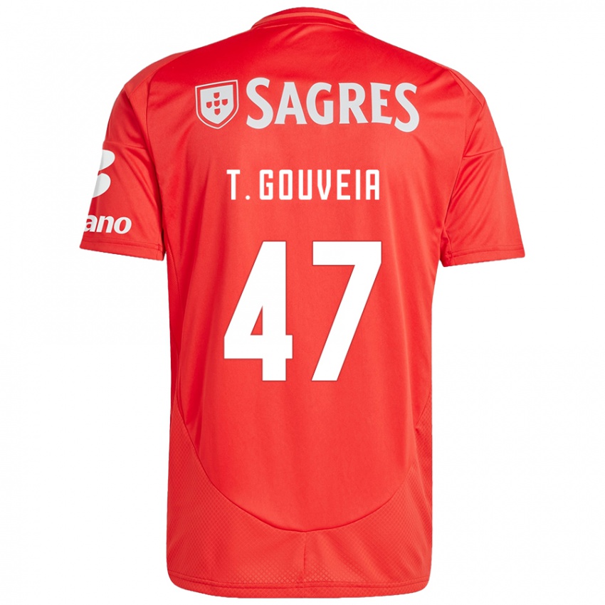 Férfi Tiago Gouveia #47 Piros Fehér Hazai Jersey 2024/25 Mez Póló Ing