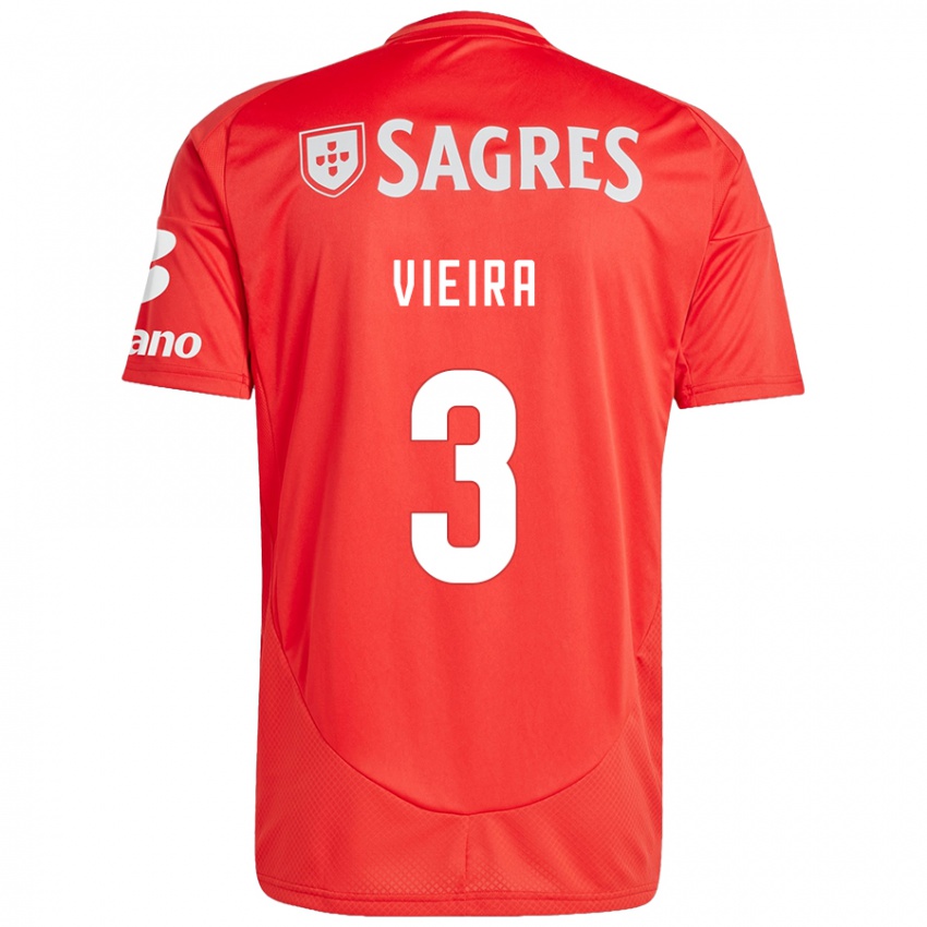 Férfi Miguel Vieira #3 Piros Fehér Hazai Jersey 2024/25 Mez Póló Ing