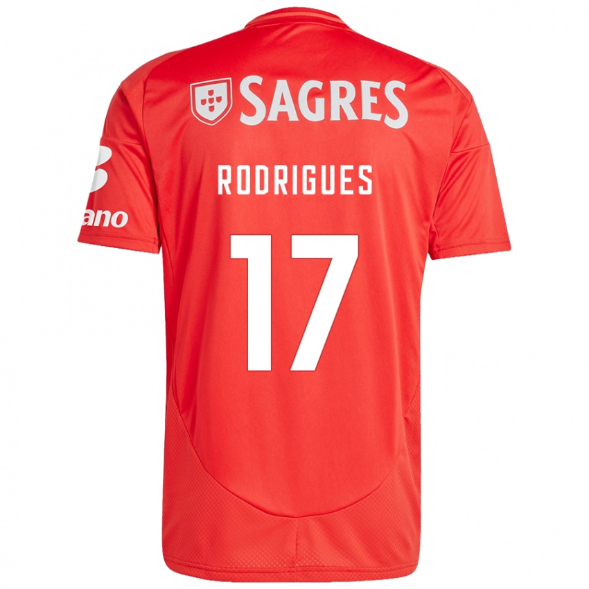 Férfi Tiago Rodrigues #17 Piros Fehér Hazai Jersey 2024/25 Mez Póló Ing