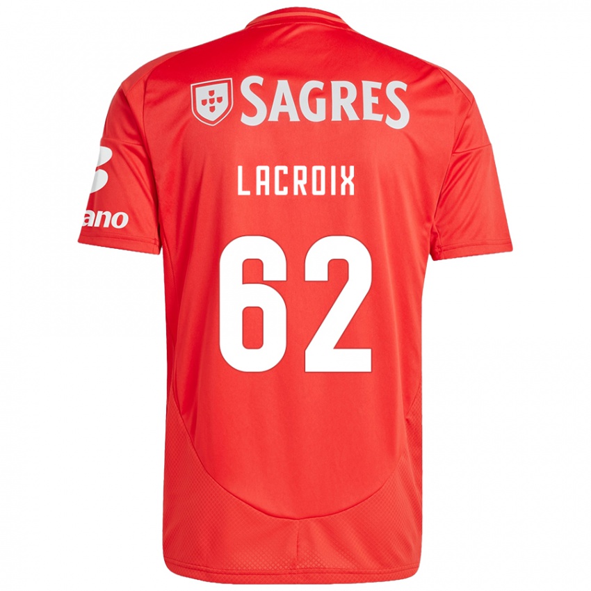 Férfi Lenny Lacroix #62 Piros Fehér Hazai Jersey 2024/25 Mez Póló Ing