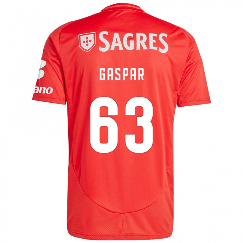 Férfi Guilherme Gaspar #63 Piros Fehér Hazai Jersey 2024/25 Mez Póló Ing