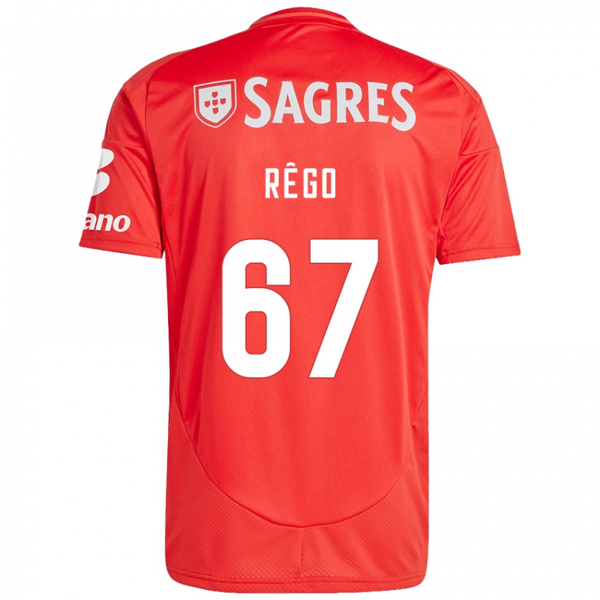 Férfi Rodrigo Rêgo #67 Piros Fehér Hazai Jersey 2024/25 Mez Póló Ing