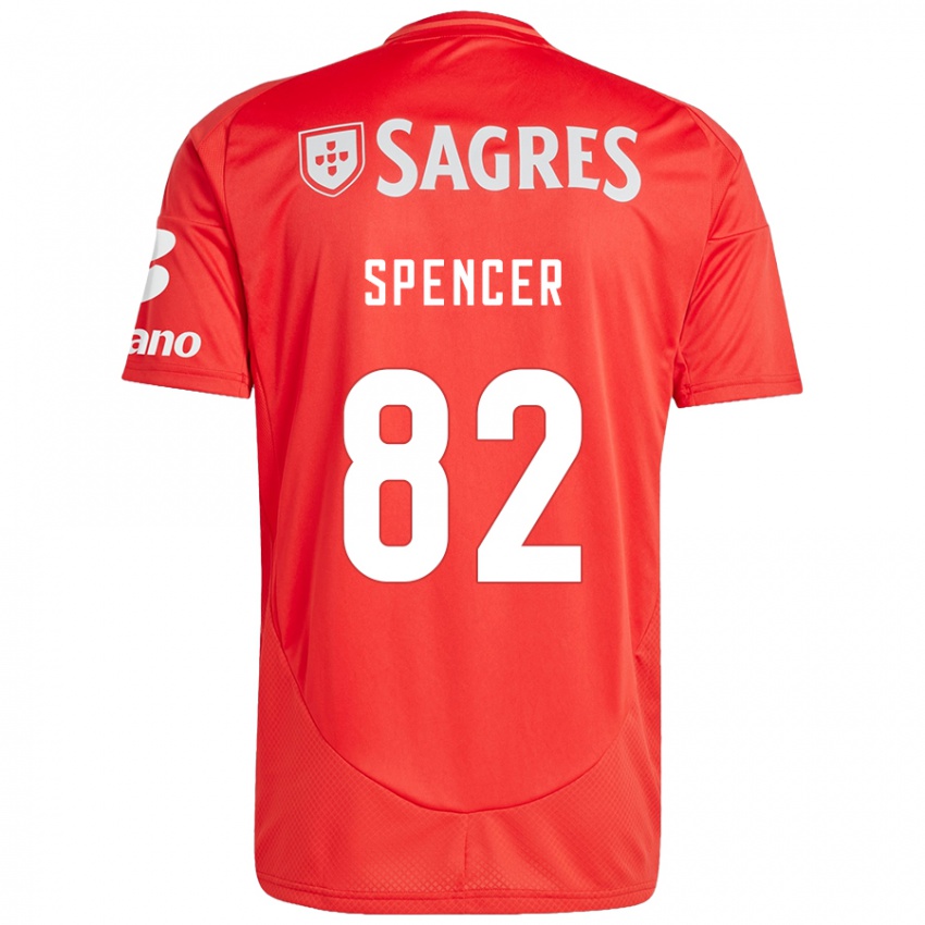 Férfi Diogo Spencer #82 Piros Fehér Hazai Jersey 2024/25 Mez Póló Ing