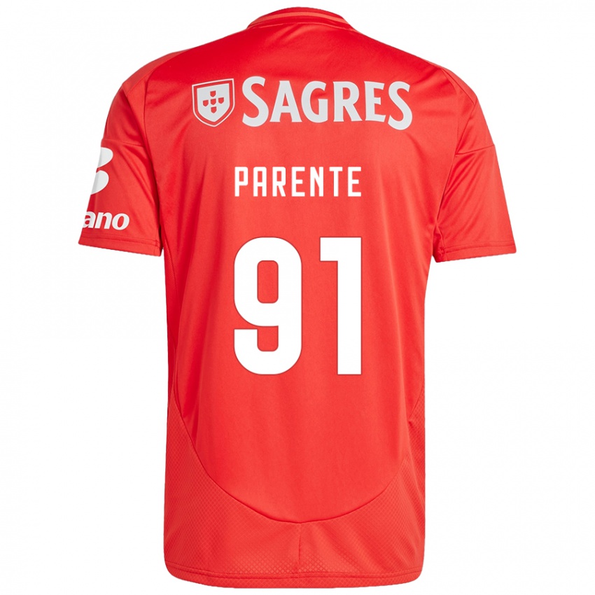 Férfi Tiago Parente #91 Piros Fehér Hazai Jersey 2024/25 Mez Póló Ing