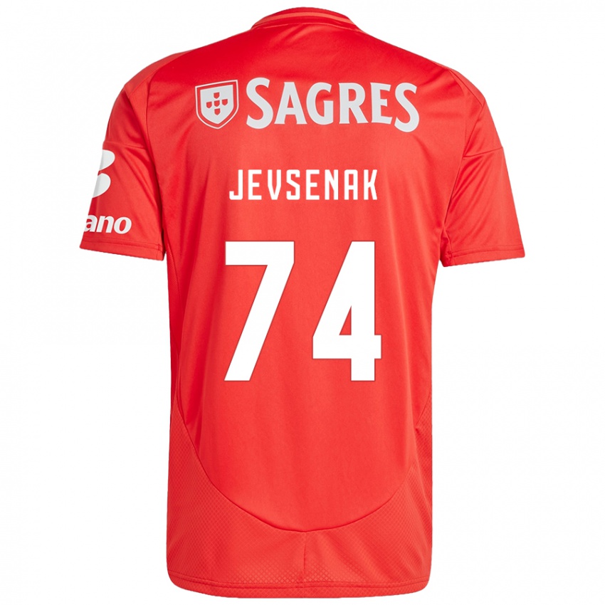 Férfi Zan Jevsenak #74 Piros Fehér Hazai Jersey 2024/25 Mez Póló Ing