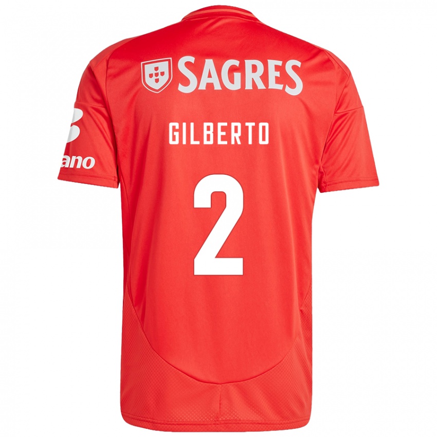 Férfi Gilberto #2 Piros Fehér Hazai Jersey 2024/25 Mez Póló Ing