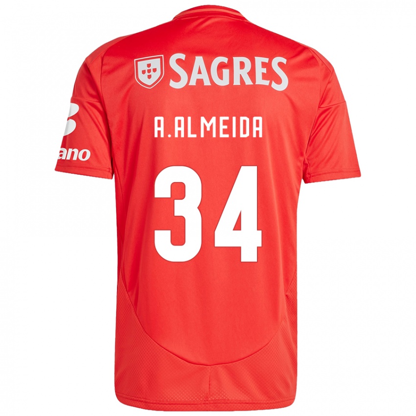 Férfi Andre Almeida #34 Piros Fehér Hazai Jersey 2024/25 Mez Póló Ing