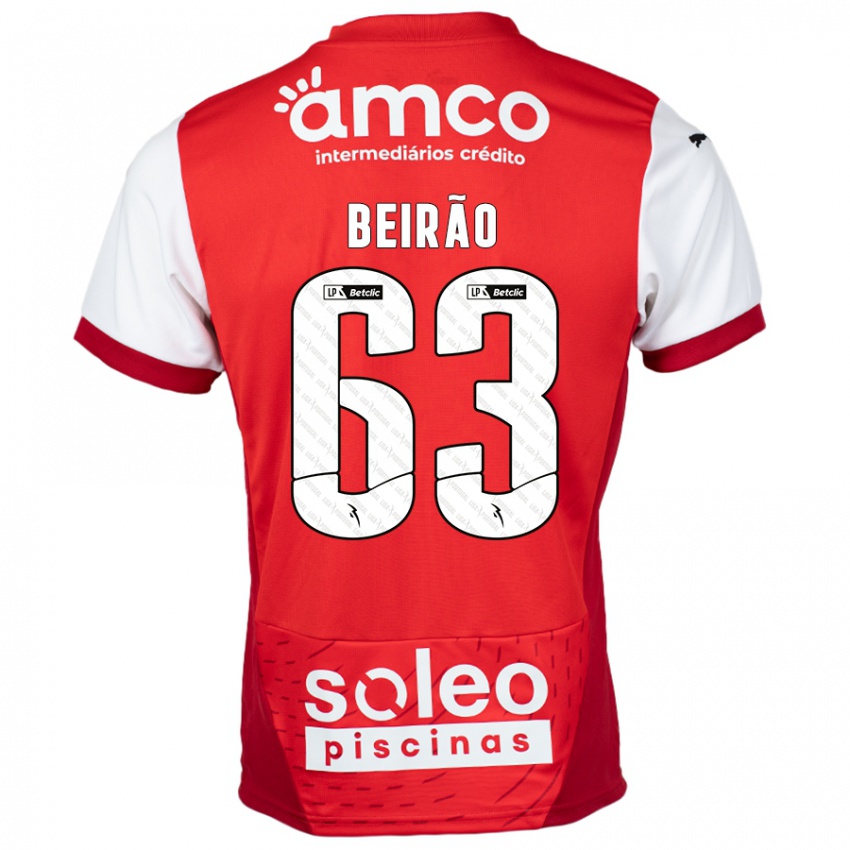 Férfi Rodrigo Beirão #63 Piros Fehér Hazai Jersey 2024/25 Mez Póló Ing