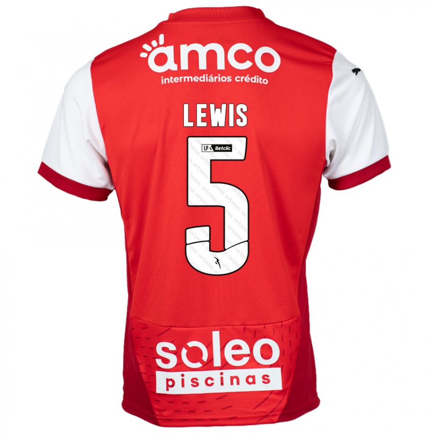 Férfi Leah Lewis #5 Piros Fehér Hazai Jersey 2024/25 Mez Póló Ing