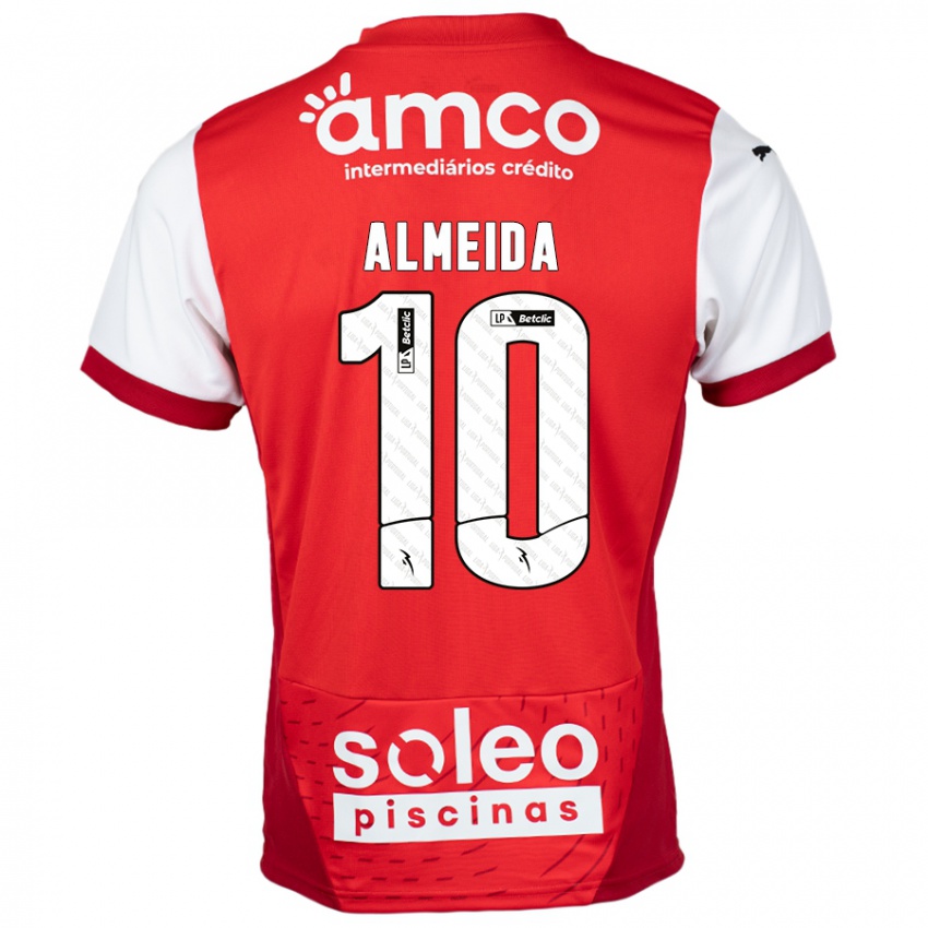 Férfi Vitória Almeida #10 Piros Fehér Hazai Jersey 2024/25 Mez Póló Ing