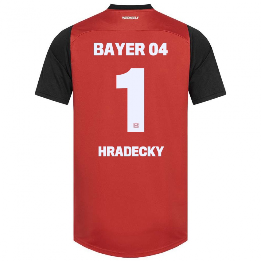 Férfi Lukas Hradecky #1 Piros Fekete Hazai Jersey 2024/25 Mez Póló Ing