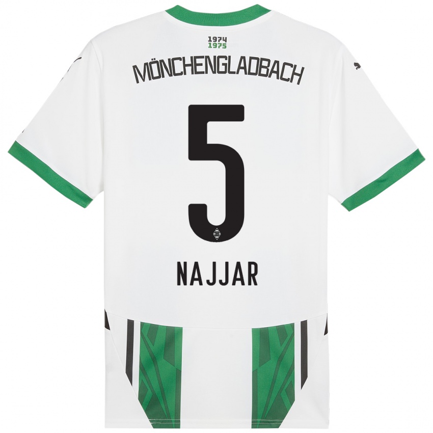 Férfi Jamil Najjar #5 Fehér Zöld Hazai Jersey 2024/25 Mez Póló Ing