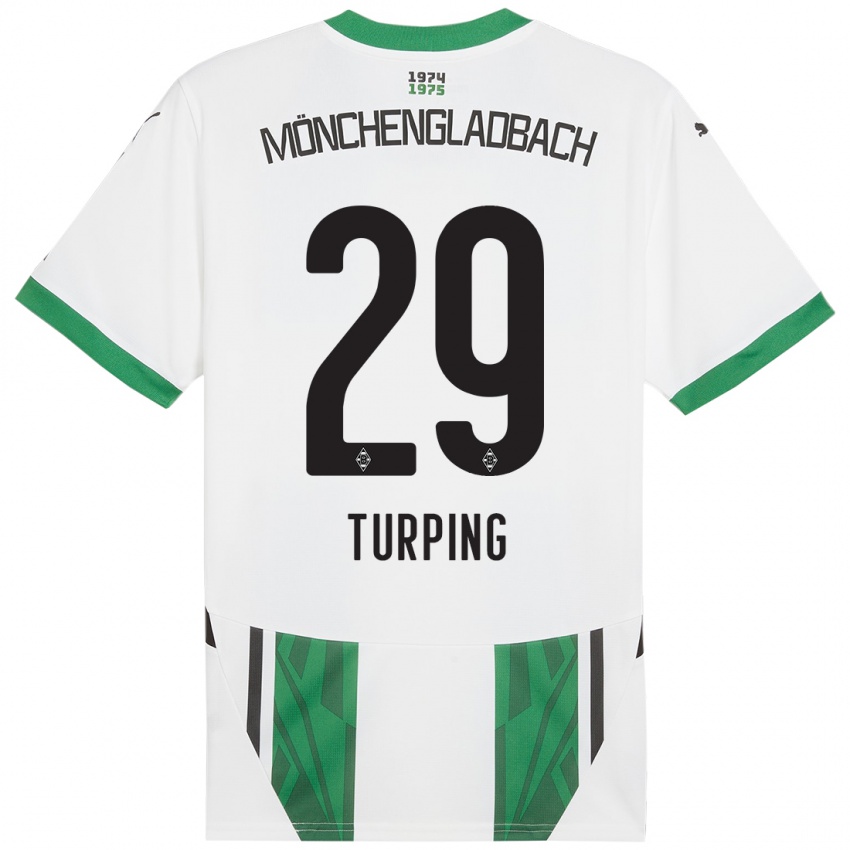 Férfi Selim Turping #29 Fehér Zöld Hazai Jersey 2024/25 Mez Póló Ing