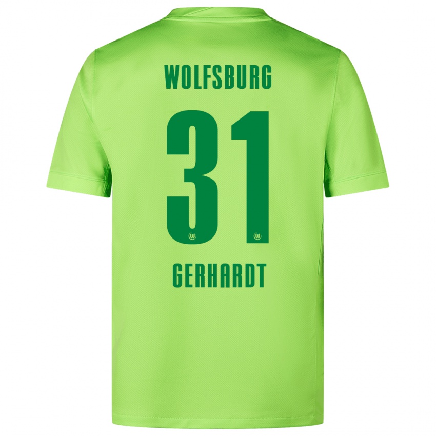 Férfi Yannick Gerhardt #31 Fluoreszkáló Zöld Hazai Jersey 2024/25 Mez Póló Ing