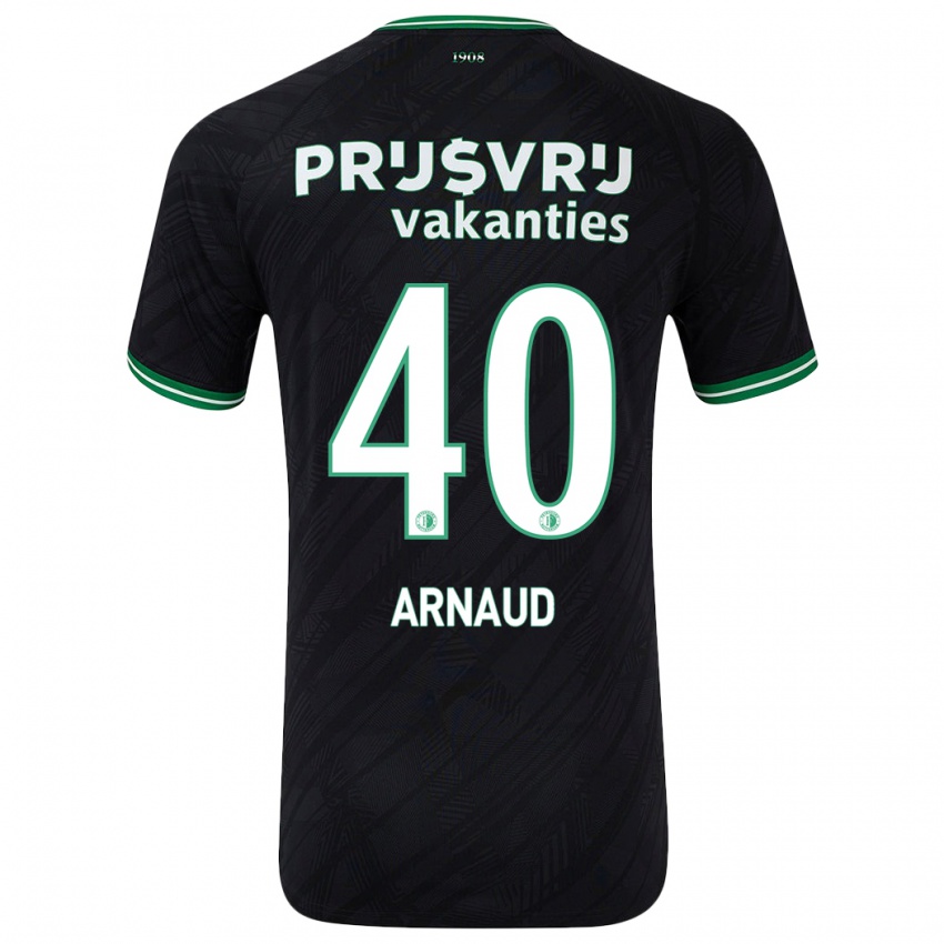 Férfi Lugene Arnaud #40 Fekete Zöld Idegenbeli Jersey 2024/25 Mez Póló Ing