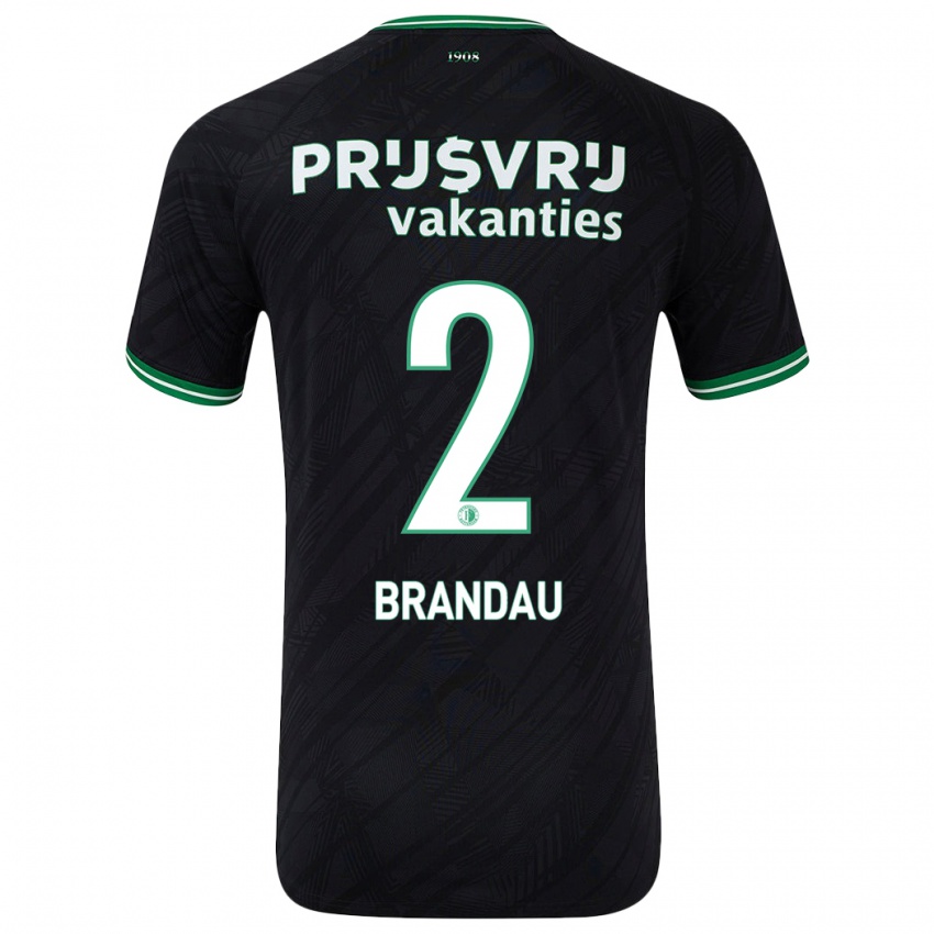 Férfi Justine Brandau #2 Fekete Zöld Idegenbeli Jersey 2024/25 Mez Póló Ing