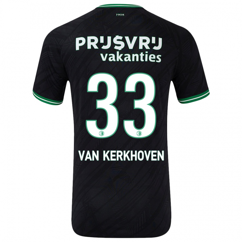 Férfi Ella Van Kerkhoven #33 Fekete Zöld Idegenbeli Jersey 2024/25 Mez Póló Ing