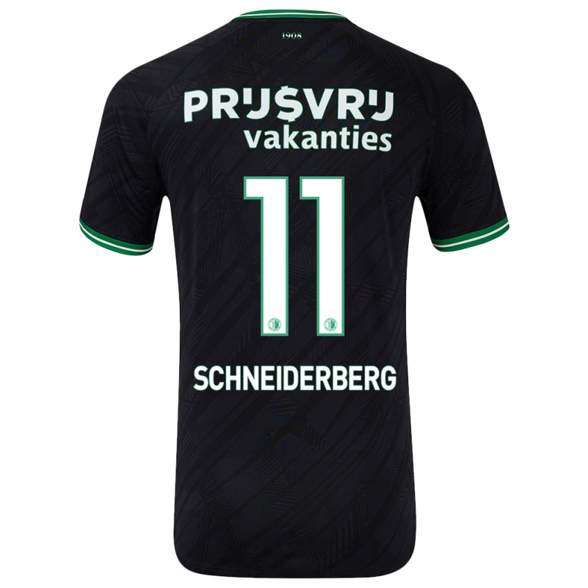 Férfi July Schneiderberg #11 Fekete Zöld Idegenbeli Jersey 2024/25 Mez Póló Ing