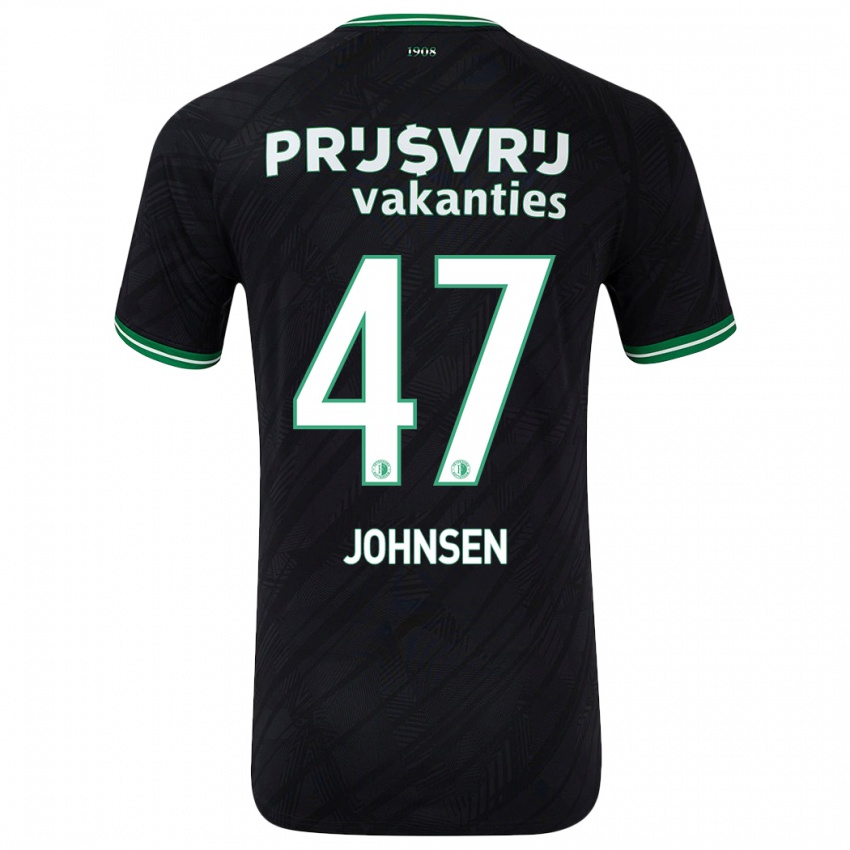 Férfi Mikael Torset Johnsen #47 Fekete Zöld Idegenbeli Jersey 2024/25 Mez Póló Ing