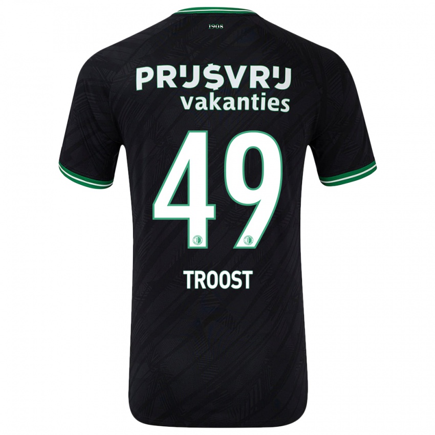 Férfi Tein Troost #49 Fekete Zöld Idegenbeli Jersey 2024/25 Mez Póló Ing