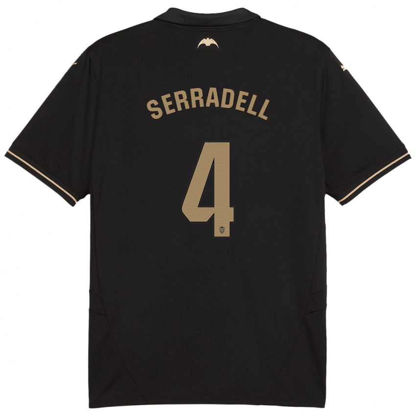 Férfi Álex Serradell #4 Fekete Idegenbeli Jersey 2024/25 Mez Póló Ing