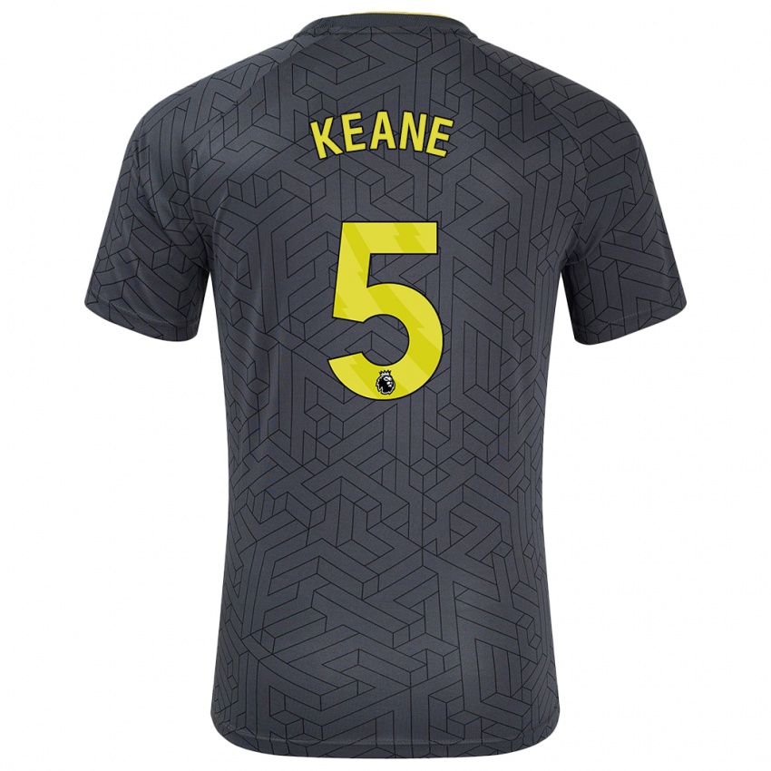 Férfi Michael Keane #5 Fekete Sárga Idegenbeli Jersey 2024/25 Mez Póló Ing