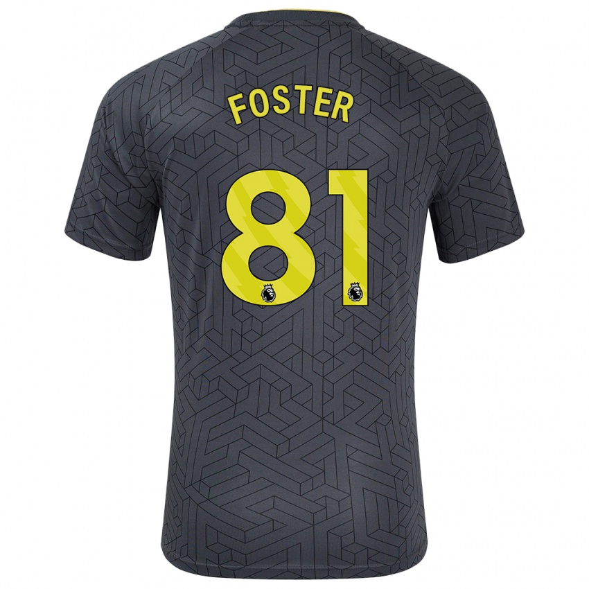 Férfi Harvey Foster #81 Fekete Sárga Idegenbeli Jersey 2024/25 Mez Póló Ing