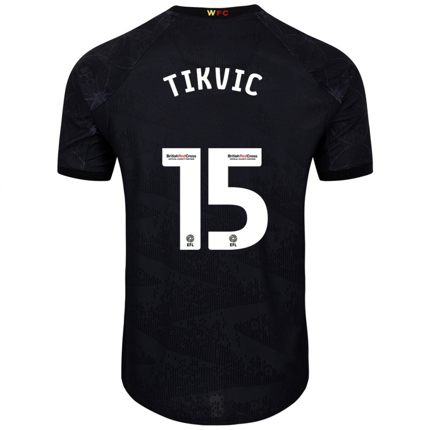 Férfi Antonio Tikvic #15 Fekete Fehér Idegenbeli Jersey 2024/25 Mez Póló Ing