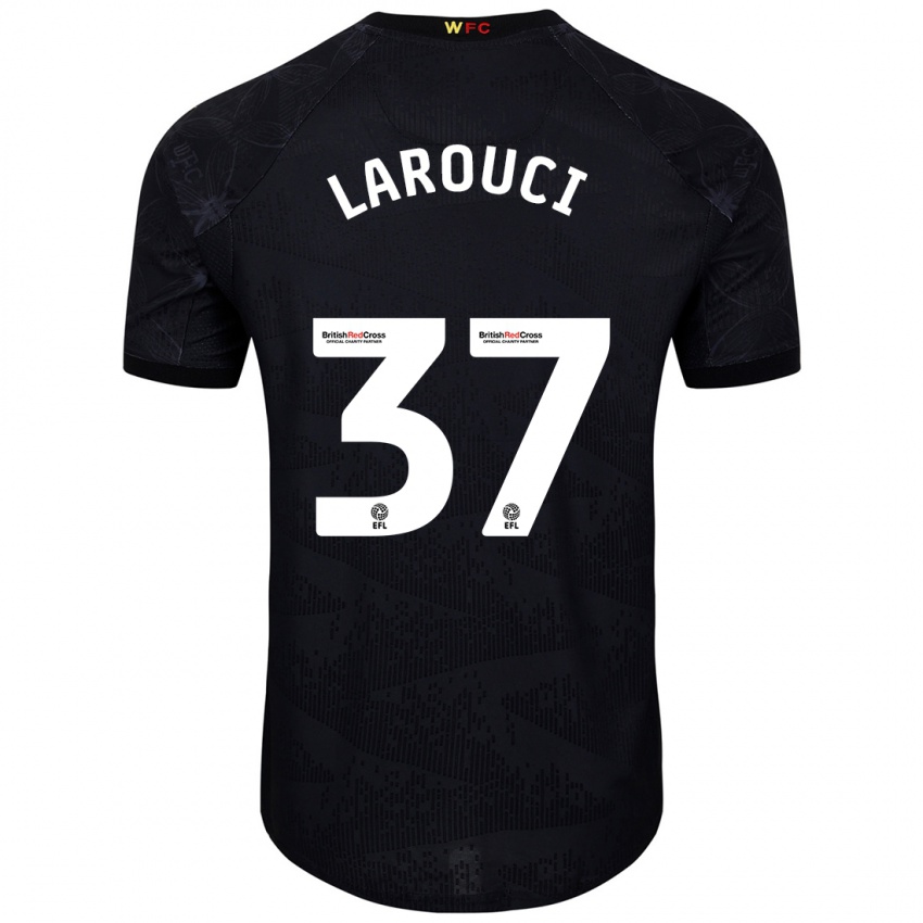 Férfi Yasser Larouci #37 Fekete Fehér Idegenbeli Jersey 2024/25 Mez Póló Ing