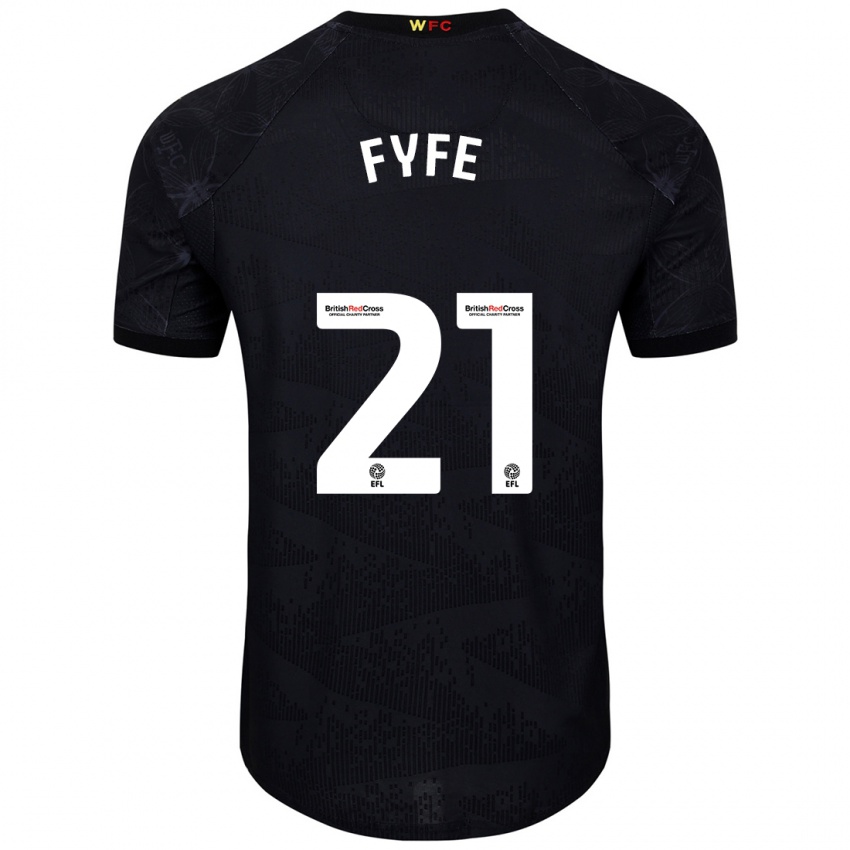 Férfi Flo Fyfe #21 Fekete Fehér Idegenbeli Jersey 2024/25 Mez Póló Ing