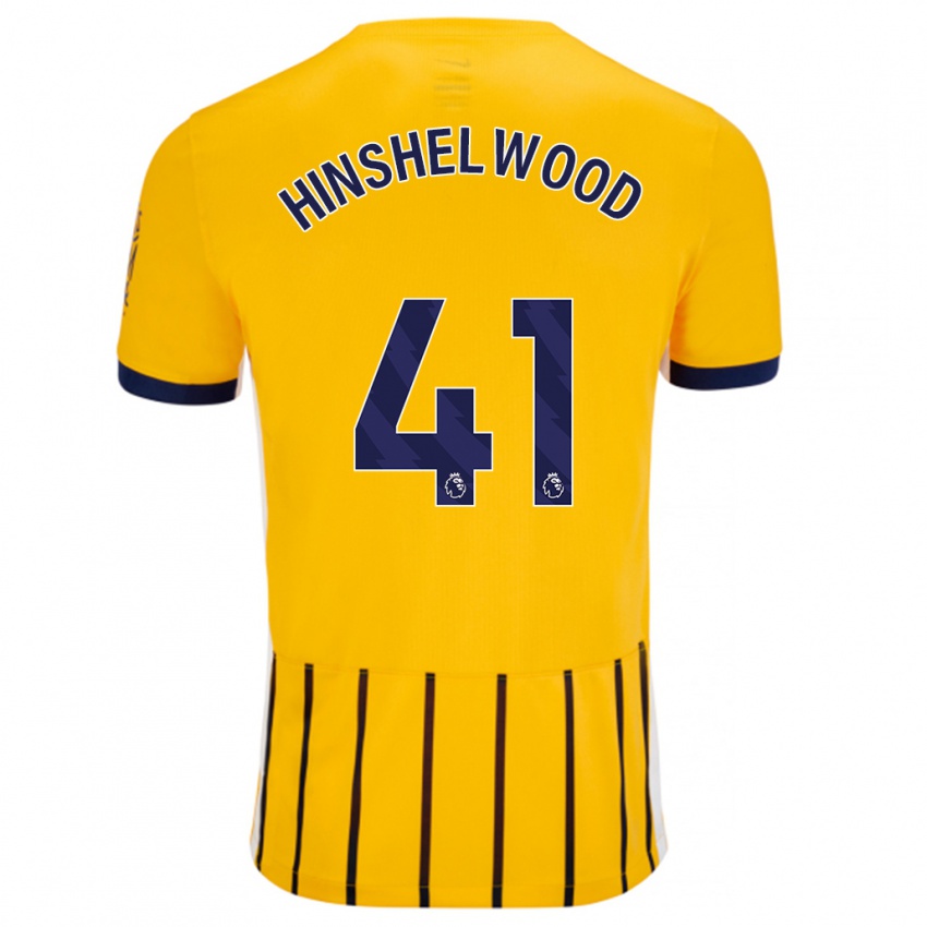 Férfi Jack Hinshelwood #41 Arany Kék Csíkos Idegenbeli Jersey 2024/25 Mez Póló Ing