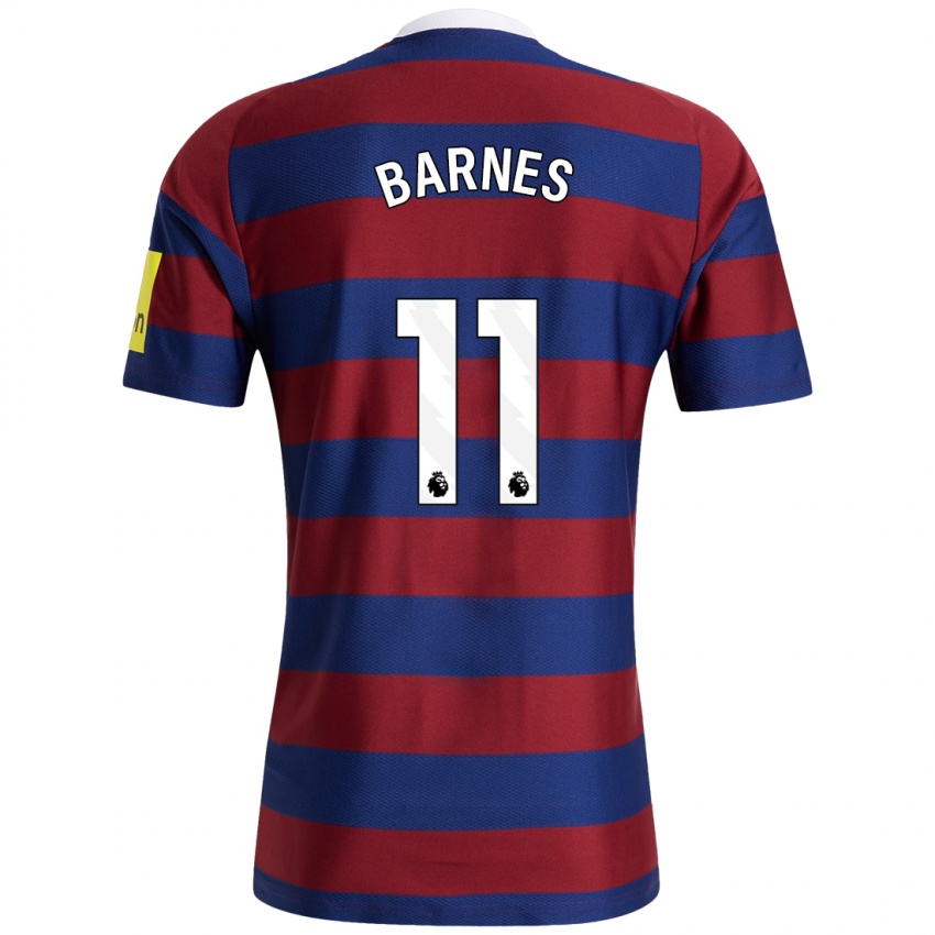 Férfi Harvey Barnes #11 Bordó Sötétkék Idegenbeli Jersey 2024/25 Mez Póló Ing