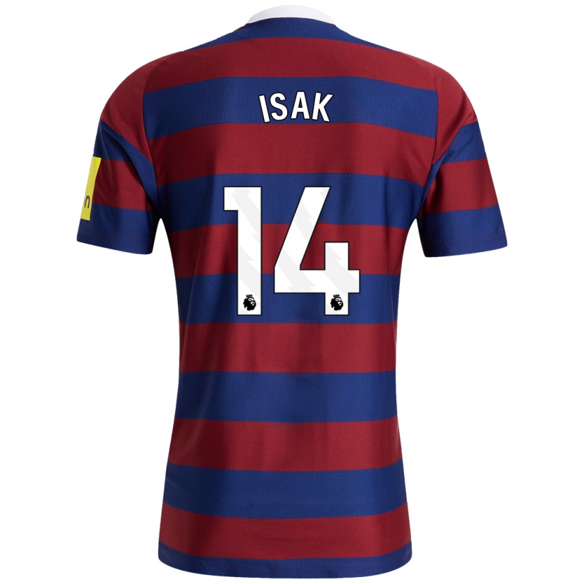 Férfi Alexander Isak #14 Bordó Sötétkék Idegenbeli Jersey 2024/25 Mez Póló Ing