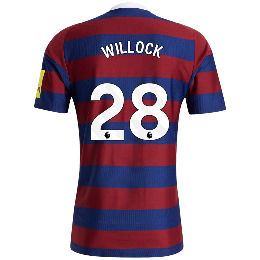 Férfi Joe Willock #28 Bordó Sötétkék Idegenbeli Jersey 2024/25 Mez Póló Ing