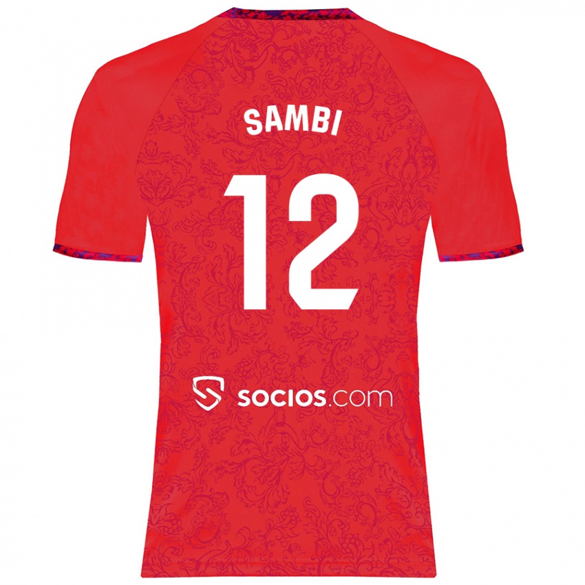 Férfi Albert Sambi Lokonga #12 Piros Idegenbeli Jersey 2024/25 Mez Póló Ing