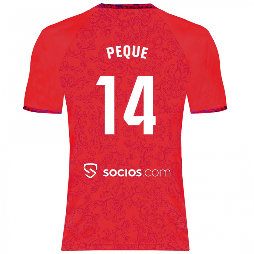 Férfi Peque Fernández #14 Piros Idegenbeli Jersey 2024/25 Mez Póló Ing