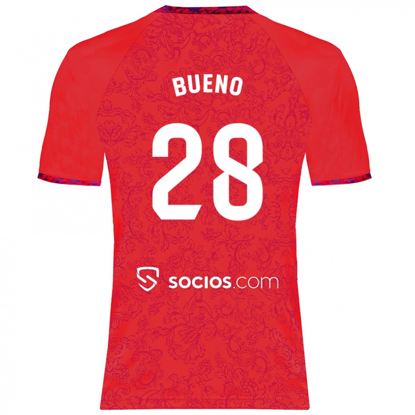 Férfi Manu Bueno #28 Piros Idegenbeli Jersey 2024/25 Mez Póló Ing