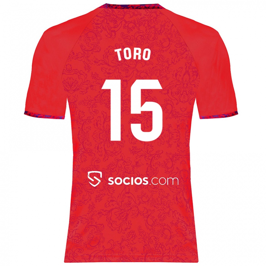 Férfi Juanan Toro #15 Piros Idegenbeli Jersey 2024/25 Mez Póló Ing