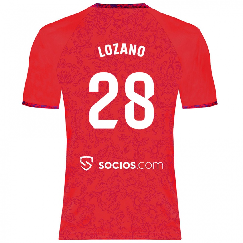 Férfi Elena Lozano #28 Piros Idegenbeli Jersey 2024/25 Mez Póló Ing