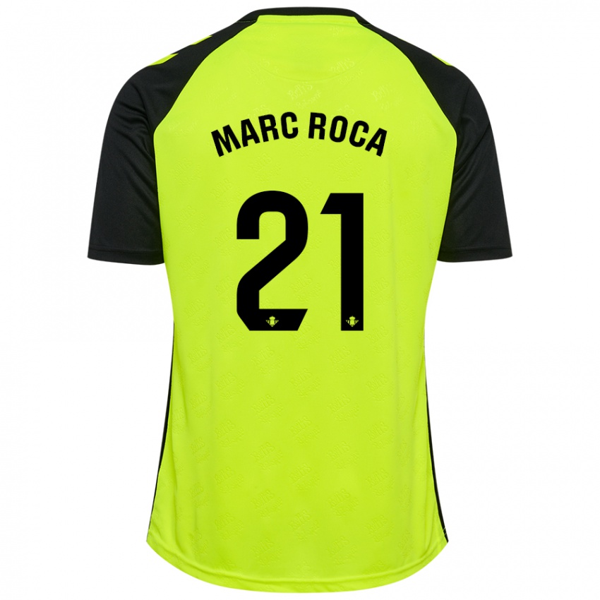 Férfi Marc Roca #21 Fluoreszkáló Sárga Fekete Idegenbeli Jersey 2024/25 Mez Póló Ing